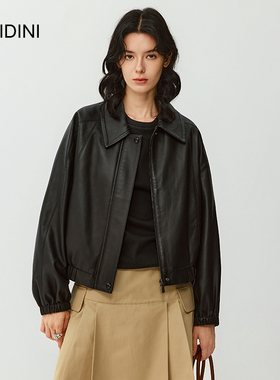VIVIDINI 休闲女士百搭单皮皮衣夹克