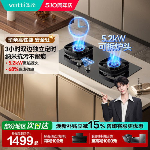 华帝i10306D猛火定时燃气灶双灶台家用燃气炉灶具天然气官方306D