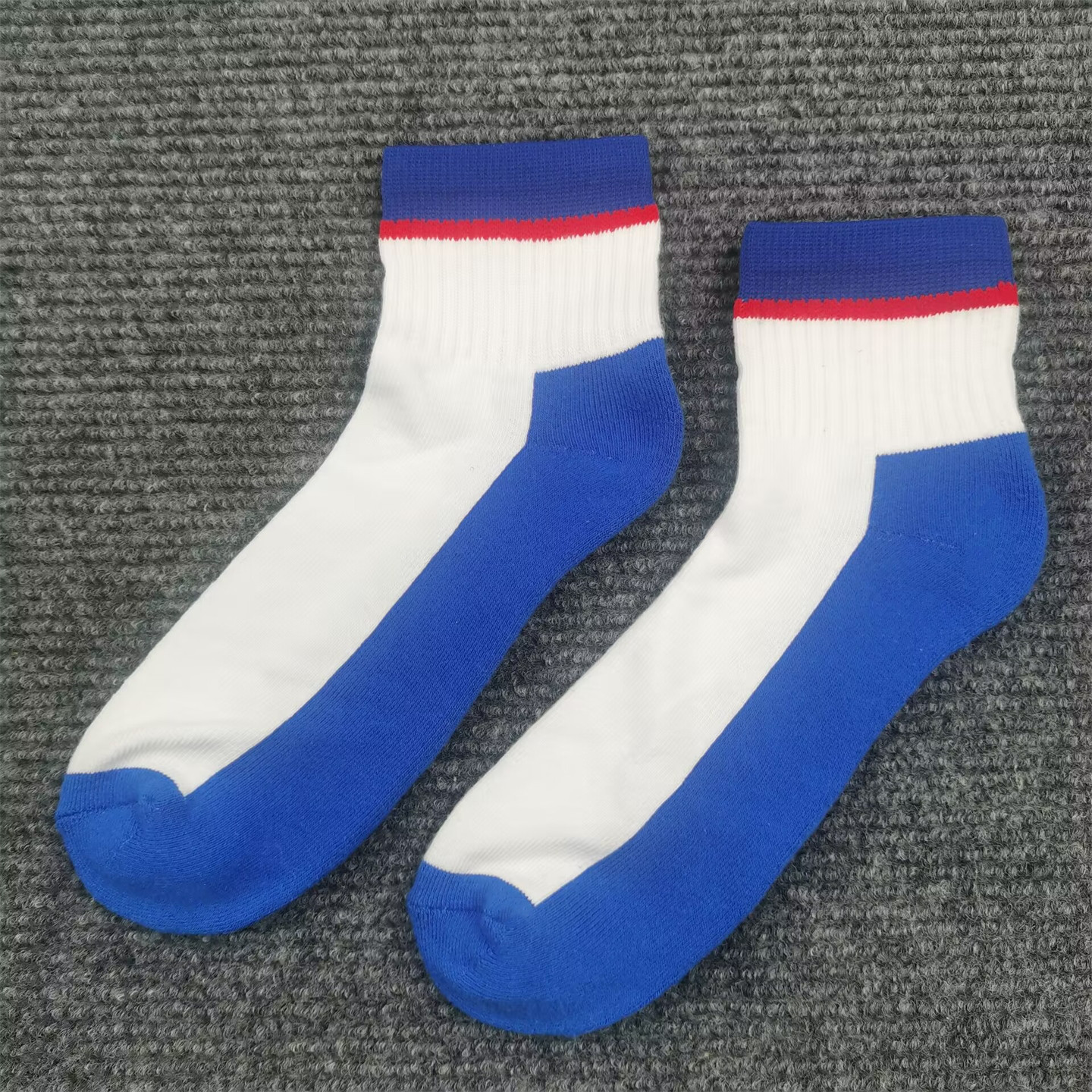 短筒纯棉袜子女运动跑步吸汗毛巾底中筒袜撞色时尚潮流春季女士袜