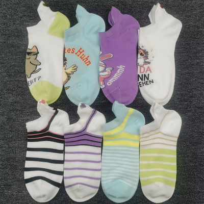 刺绣爱心袜子女夏季薄款卡通可爱纯棉袜吸汗条纹无骨袜大码女士袜