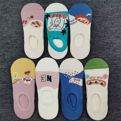 夏季薄款浅口袜子女潮款个性纯棉袜时尚船袜吸汗全棉舒适低帮女袜