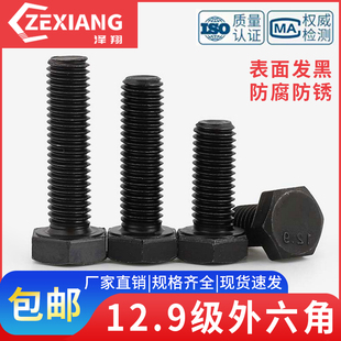 12.9级高强度外六角加长合金钢螺丝螺杆全牙螺栓M18M20M22M24M27