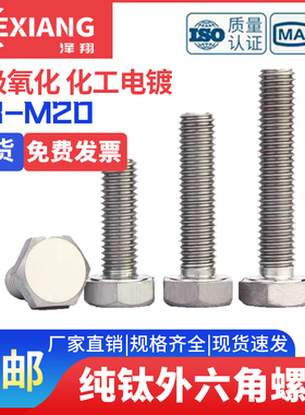 TA2纯钛外六角螺栓钛合金螺丝螺母套装M3M4M5M6M8M10M12M14M16M20