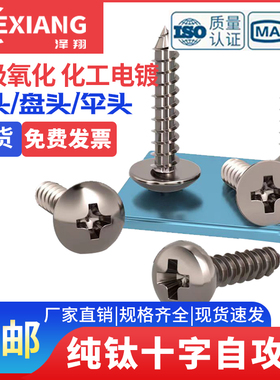 TA2纯钛自攻螺丝盘头伞头沉头十字自攻螺丝钉M2.9M3.5M4.2M3M4M5