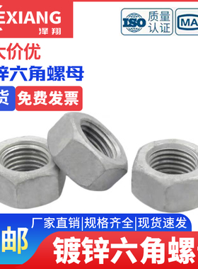8.8级热镀锌螺母扩孔六角螺丝母M6M8M10M12-M39加大孔热浸锌螺帽
