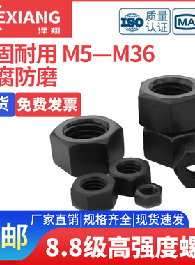 8.8级高强度螺母外六角螺帽大全M6M8-M100螺丝帽GB6170六角螺丝母