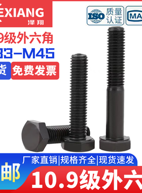 10.9级外六角螺丝加长高强度螺栓M33M36M39M42M45全牙外六方螺杆