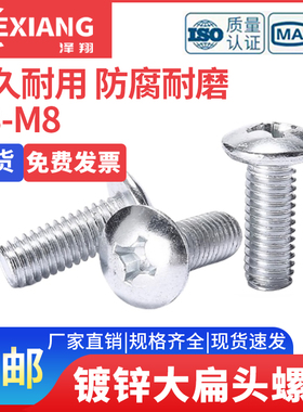 TM镀锌十字大扁头螺丝 蘑菇头伞型螺丝 十字大头机螺钉M3M4M5M6M8