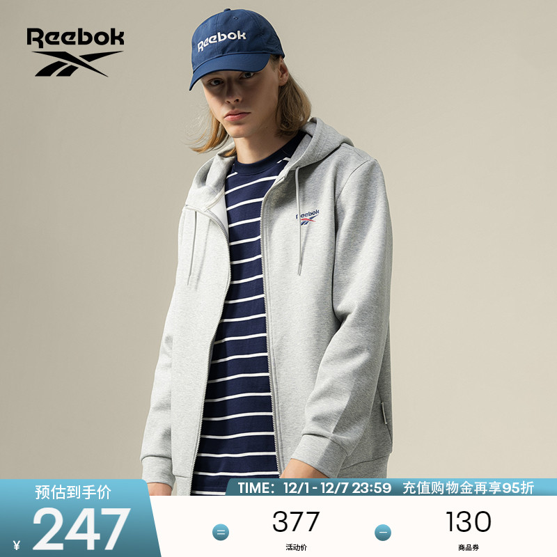 Reebok锐步官方24年新款男女网球风舒适百搭连帽针织夹克外套