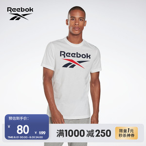 Reebok锐步官方夏季男子TEE基础LOGO圆领舒适简约运动休闲短袖T恤
