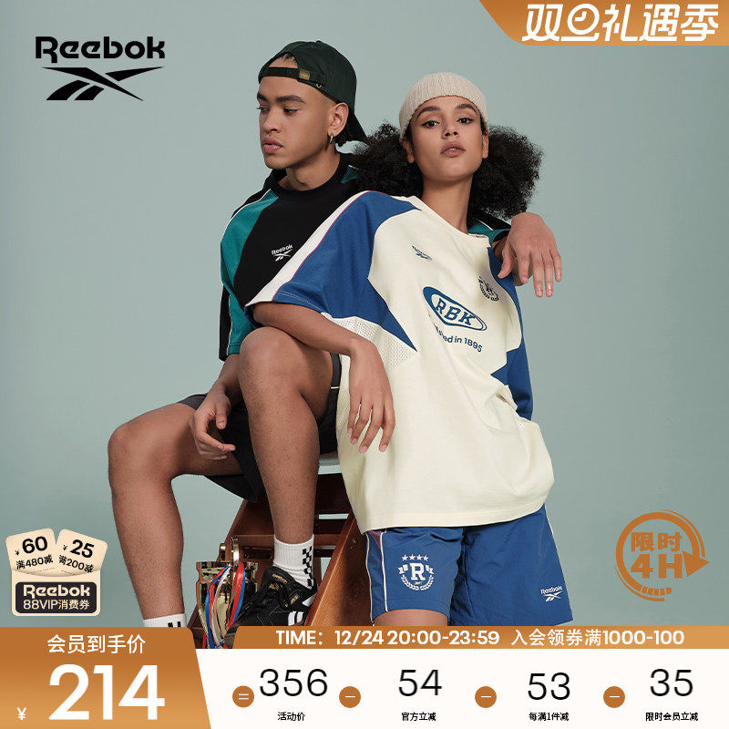 Reebok锐步官方24新品男女情侣款TEE美式复古运动休闲短袖