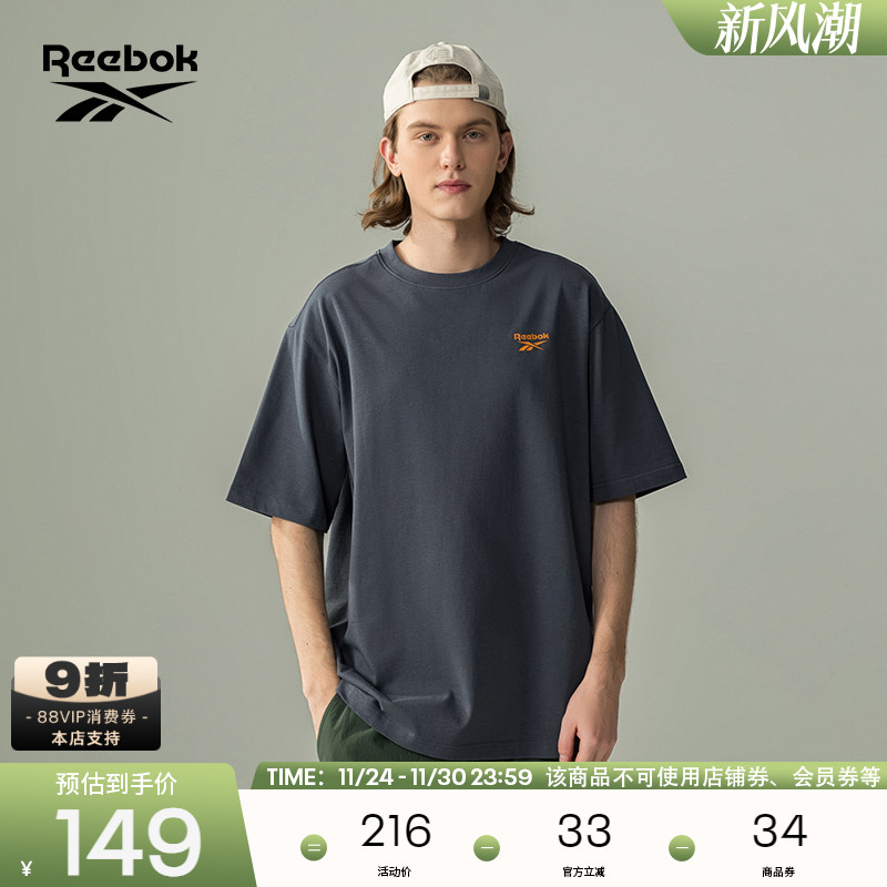Reebok锐步官方25夏季新款男女舒适百搭后背卡通印花T恤潮流短袖