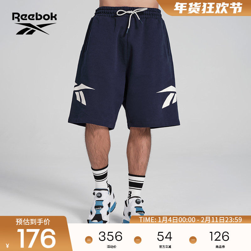 Reebok锐步官方24新品男女运动休闲LOGO款宽松时尚针织短裤
