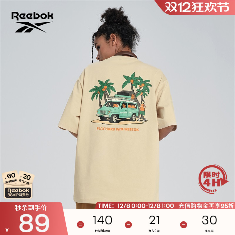 锐步休闲时尚印花圆领T恤