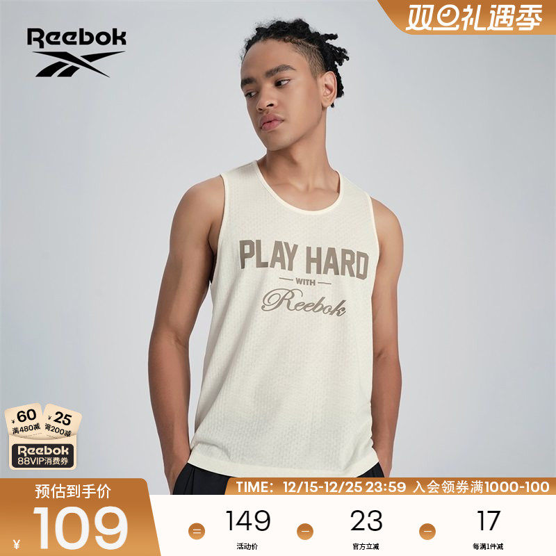 Reebok锐步官方24新品男子运动健身休闲舒适潮流印花针织背心