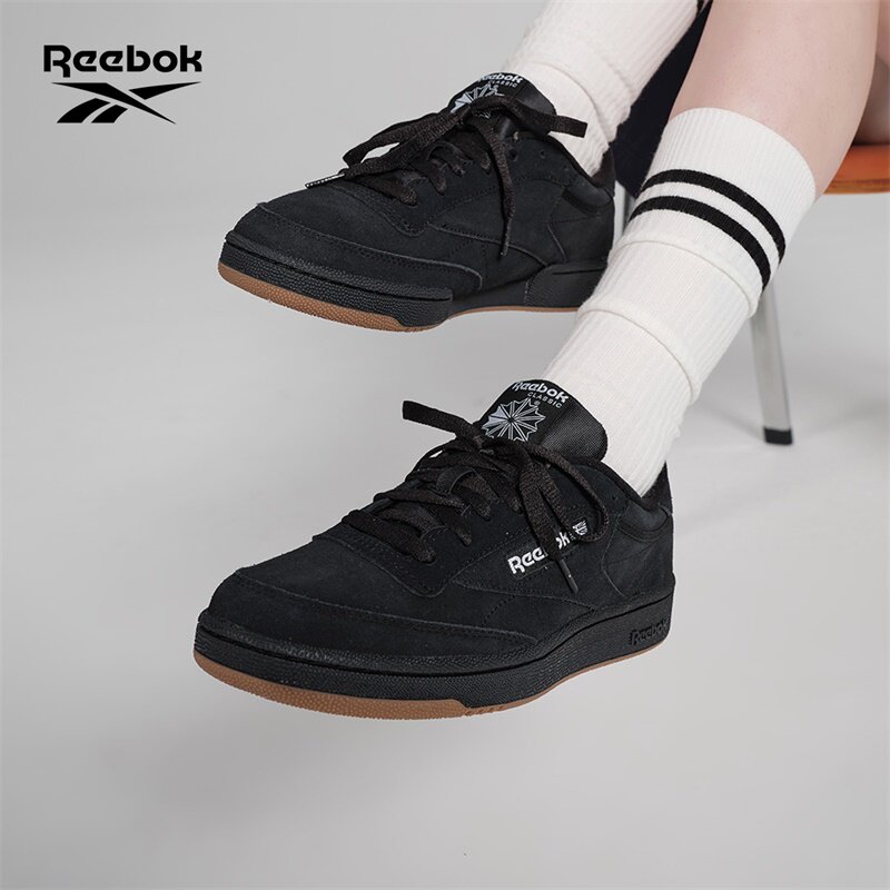 Reebok锐步官方男女情侣款Club C 85黑武士复古百搭运动休闲板鞋