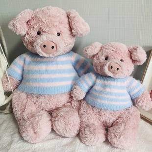 彩菲手作巴纳布斯猪条纹毛衣送女朋友儿童新年圣诞礼物玩偶衣服