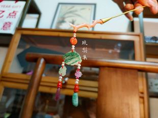 琉梨集 博物院复刻款 清代翡翠碧玺宝石挑牌步摇银镀金发簪