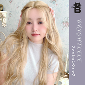 前蕾丝手织逼真中分长卷发大波浪自然修脸假发 芭比亚麻金色