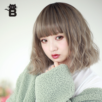 日系蓬松玉米卷锁骨染色短假发