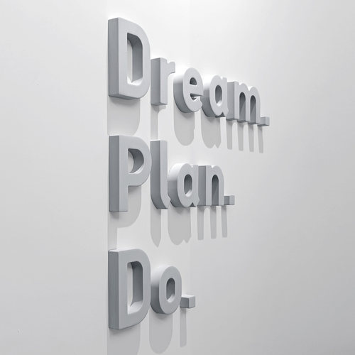 浅灰色励志格言艺术微水泥立体字