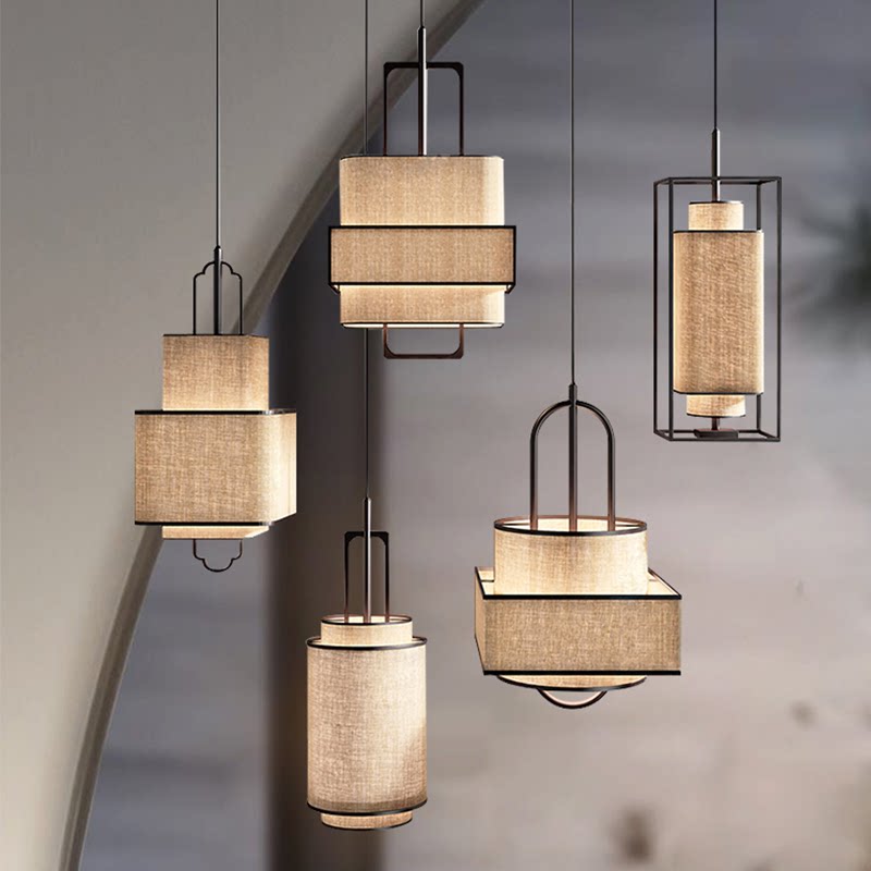 新中式吊灯禅意茶室中国风民宿吧台餐厅灯造型卧室灯中山日式灯具