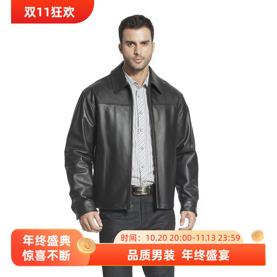 BGSD时尚高档男装真皮绵羊皮皮衣商务休闲翻领外套231829