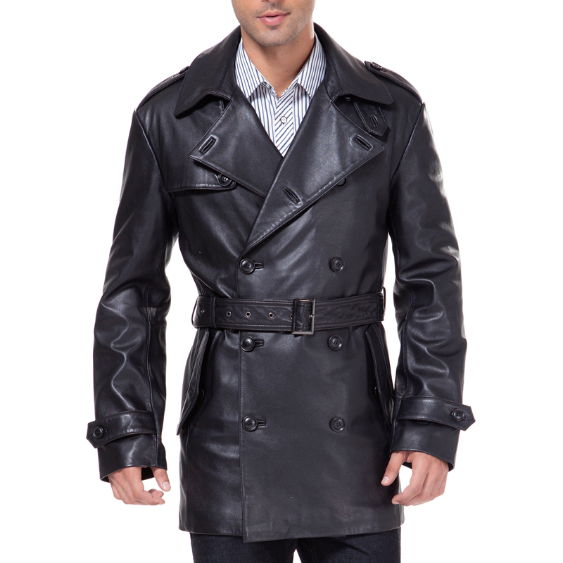 绵羊皮真皮男装皮衣西装领修身