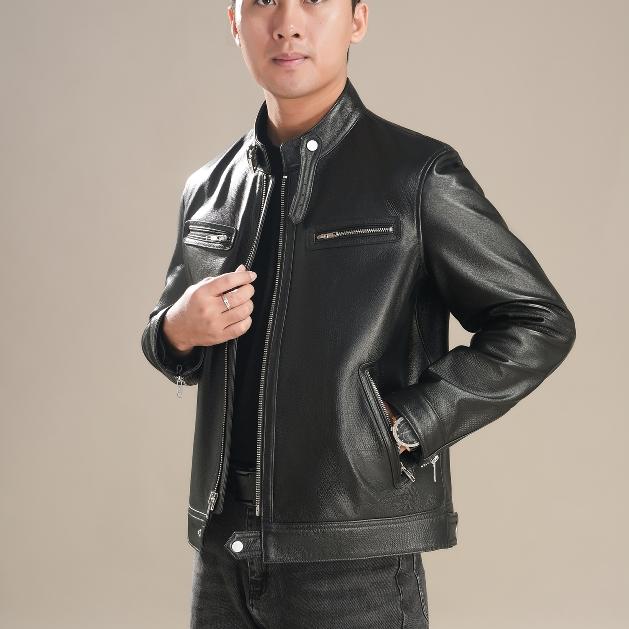 真皮时尚修身有型秋季夹克立领