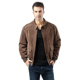 BGSD男款短款翻领真皮绒面飞行夹克A-2皮衣  2920A2