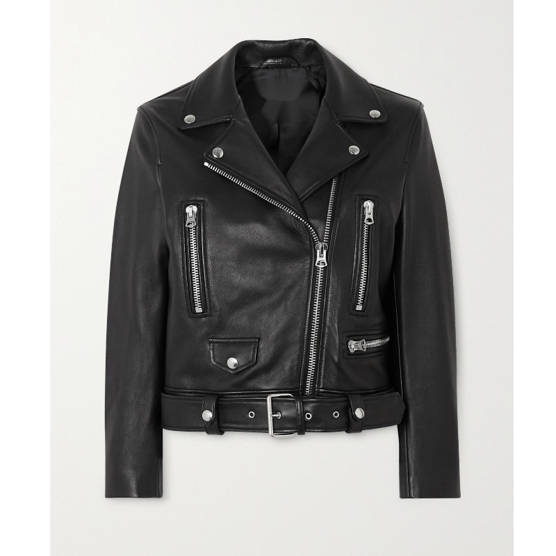 BGSD总店真皮皮衣女士经典黑色时尚修身款绵羊皮摩托机车夹克