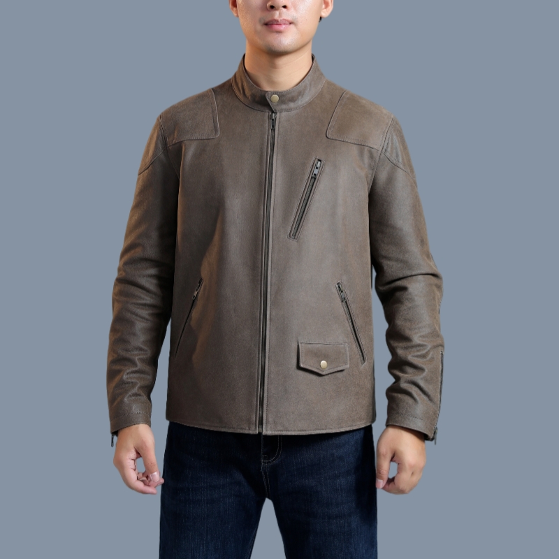 BGSD男士秋冬立领真皮夹克水晶牛皮商务休闲皮衣外套 毒液同款