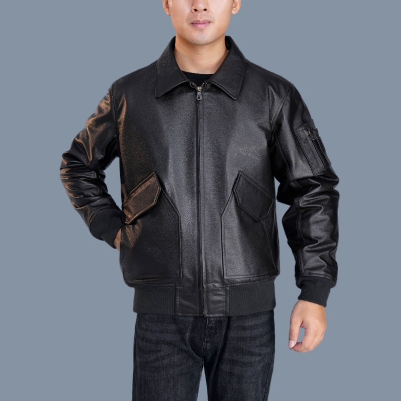 BGSD男士真皮皮衣二战飞行夹克经典休闲CWU-45/P 头层牛皮外套