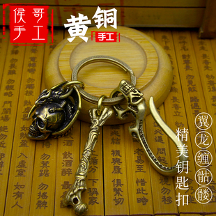 朋克黄铜骷髅龙吊坠项链男生暗黑风哥特个性前卫饰品嘻哈潮流配饰