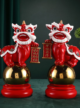 国潮醒狮摆件舞狮中式家居客厅酒柜装饰品玄关搬新房乔迁