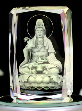 3D水晶菩萨文殊普贤观音地藏王老子佛像家居客厅工艺品摆件