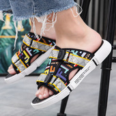 凉鞋 学生潮男沙滩鞋 男新款 2020夏季 韩版 防滑越南迷彩凉鞋 两用拖鞋