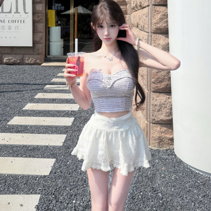 Naicha小香风编织甜美短款抹胸小个子纯欲精致秋季背心内搭上衣女
