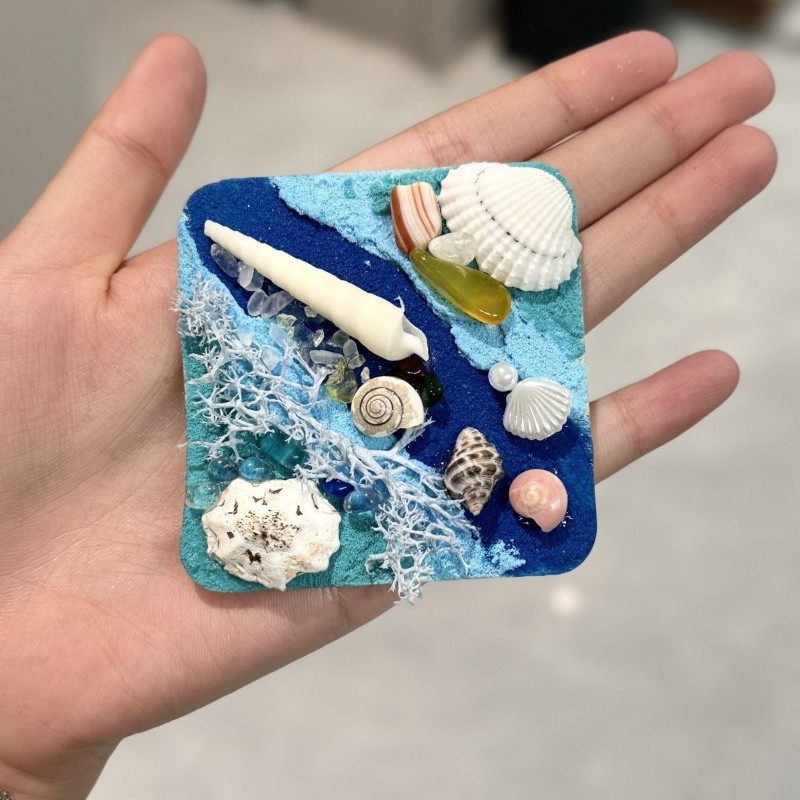 肌理木创意冰箱贴海浪贝壳装饰新颖发光款成品手作摆摊diy手工品