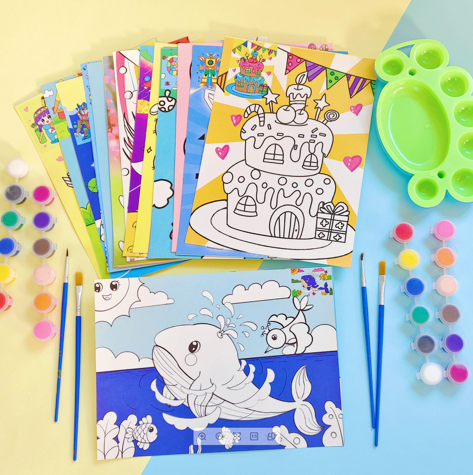 儿童画画套装涂色diy颜料水彩画填色涂鸦画水粉幼儿园彩绘画手工