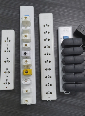 无线机柜插座弱电柜2孔多位工业老化测试带线PDU机柜插排大孔距