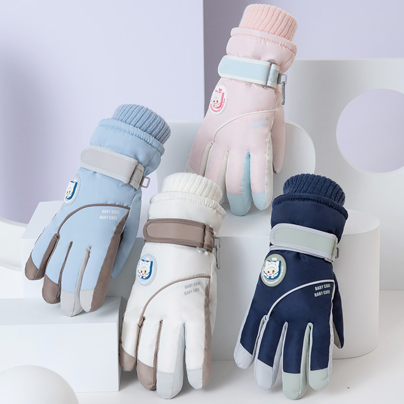 冬季儿童滑雪手套加绒加厚保暖防寒骑车运动防风防滑防水泼男女童