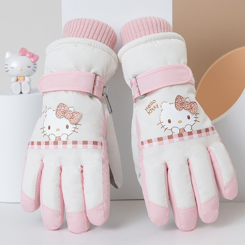 HelloKitty亲子滑雪棉手套加绒加厚防风保暖触屏学生骑行东北女冬