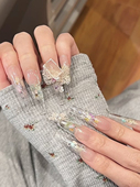 Ash美甲纯手工穿戴甲春夏真干花冰透施华子钻 蕾丝仙气成品可拆卸