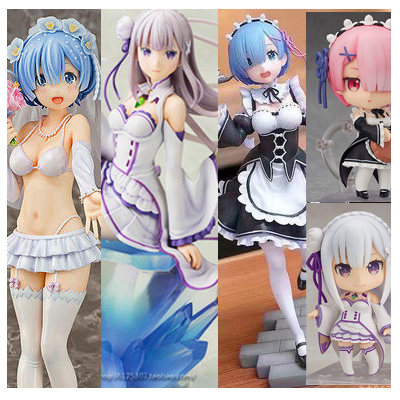 动漫从零开始的异世界生活 2代蕾姆拉姆艾米莉娅婚纱女仆水着手办