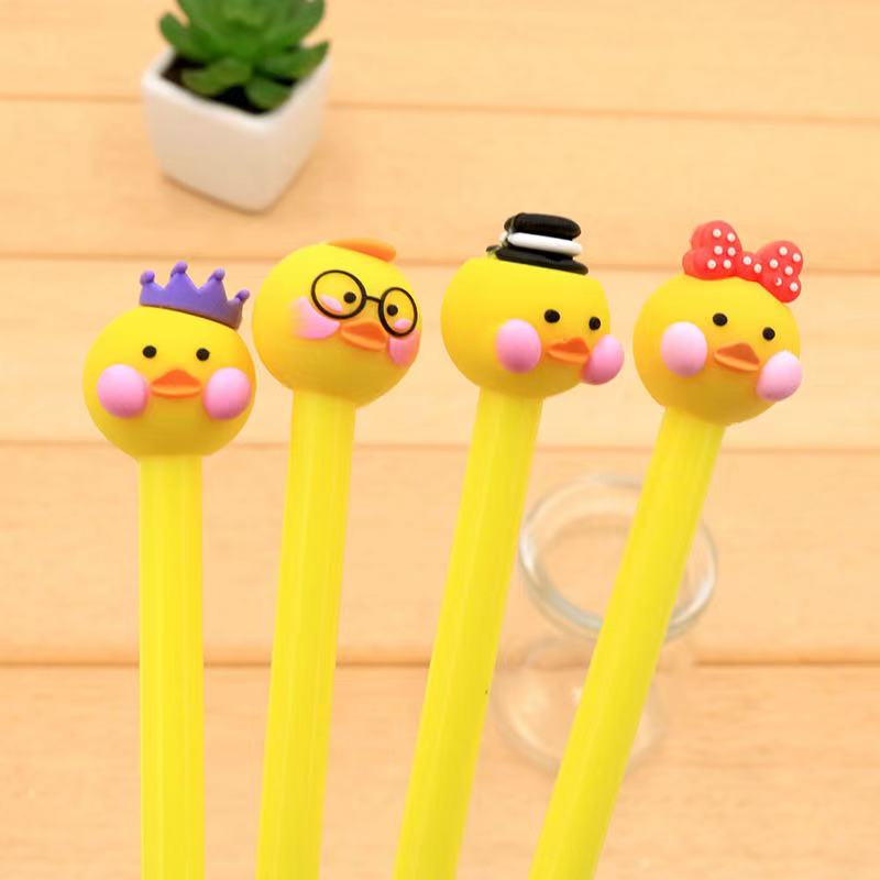 韩国文具可爱卡通创意小清新中性笔丑小鸭萝卜黑色水笔签字笔批发