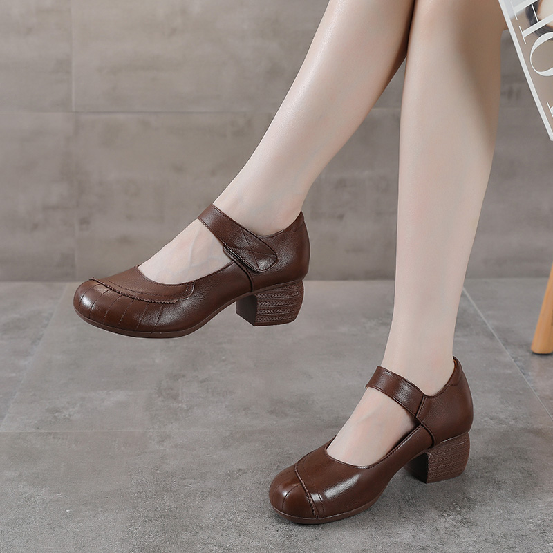 单鞋复古风牛皮软底女鞋真皮