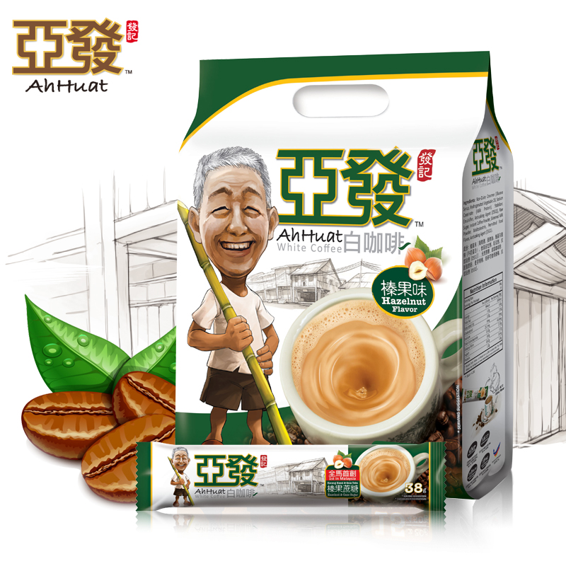 亚发白咖啡马来西亚进口原装经典原味特浓特调速溶咖啡粉条装提神