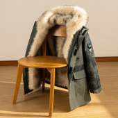 派克服男款 棉衣防寒服内胆可拆卸加厚加绒貂皮大衣外套棉袄潮 冬季