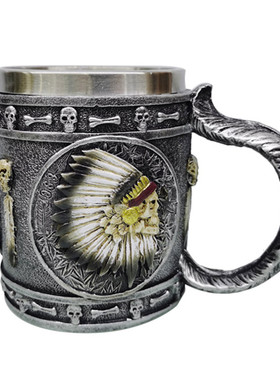 出口 Skull Coffee Mug 外贸3D骷髅头咖啡杯 不锈钢骷髅咖啡杯